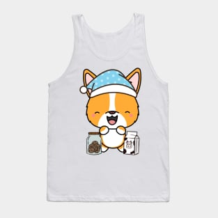 Funny Corgi is having a midnight snack Tank Top